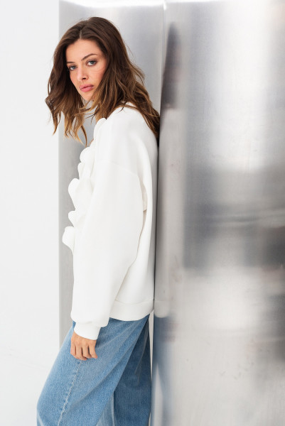 Світшот трикотажний молочний вільного силуету Оріне