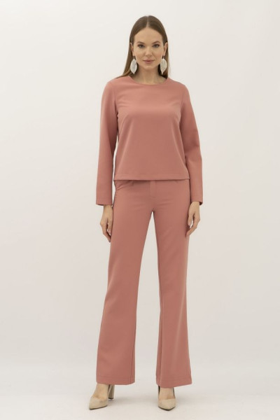 Жіночий  костюм з блузою та штанами теракотового кольору Тєміт 01 Жіночий  костюм з блузою та штанами теракотового кольору Тєміт 01