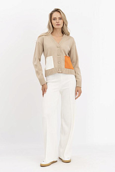 Брюки прямі трикотажні молочні 25218100