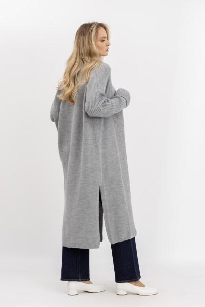 Довгий в'язаний кардиган сірого кольору 925730