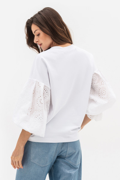 Світшот білого кольору з оригінальними рукавами з прошви Рінері 01