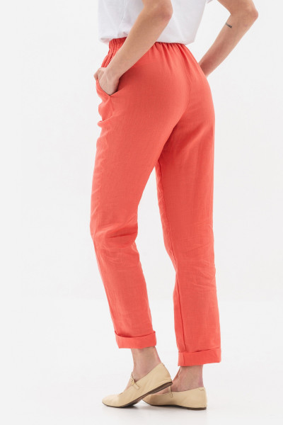 Лляні брюки теракотового кольору Топал 03