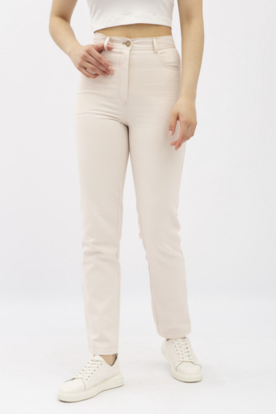 Бежеві штани в стилі денім з котону Сторі 04