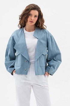 Котонова куртка вільного силуету сріблястого кольору Чаріна 01