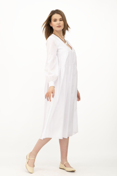 Довга жіноча сукня з довгим рукавом з білого попліну Амея Довга жіноча сукня з довгим рукавом з білого попліну Амея