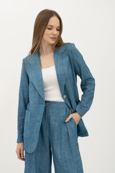 Лляний однобортний жакет синій Меларі 11