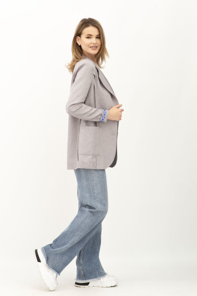 Сірий жакет однобортний з костюмної тканини Меларі 01