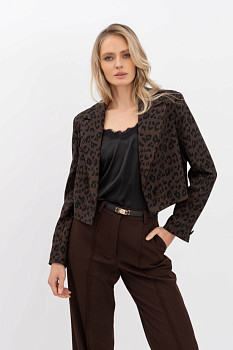 Жакет-кроп з коричневим леопардовим принтом Феліса