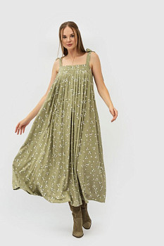 Довгий жіночий сарафан із штапелю з дрібним квітковим принтом Рібона Довгий жіночий сарафан із штапелю з дрібним квітковим принтом Рібона