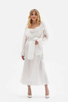 Прозора туніка-блуза вільного силуету білого кольору Оніра Прозора туніка-блуза вільного силуету білого кольору Оніра