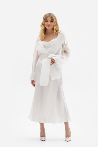 Прозора туніка-блуза вільного силуету білого кольору Оніра Прозора туніка-блуза вільного силуету білого кольору Оніра