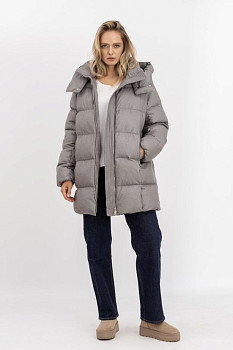 Стьобаний пуховик зі знімним капюшоном 2403/2024