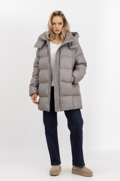 Стьобаний пуховик зі знімним капюшоном 2403/2024