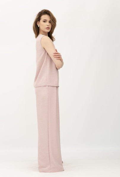 Лляний пудрорвий костюм блуза та брюки Блекі 01