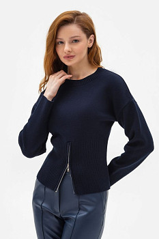 Джемпер з декоративною блискавкою синього кольору 25207601