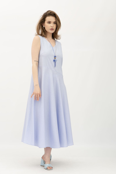 Блакитна лляна сукня міді довжини без рукав Севіла Блакитна лляна сукня міді довжини без рукав Севіла