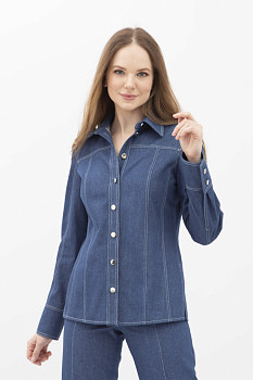 Сорочка приталена синя Азука