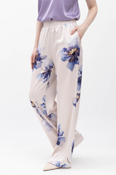 Широкі шовкові брюки з високою посадкою Тресор 02