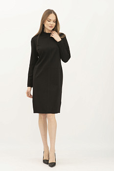 Тепла сукня з французького трикотажу прямого силуету чорна Бєлісо 02 Тепла сукня з французького трикотажу прямого силуету чорна Бєлісо 02