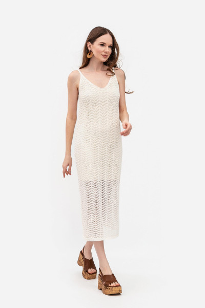 В'язаний трикотажний сарафан молочного  кольору 25101601 В'язаний трикотажний сарафан молочного  кольору 25101601
