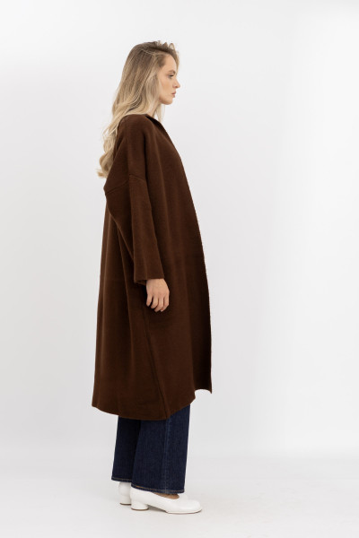 Довгий в'язаний кардиган шоколадного кольору 91828