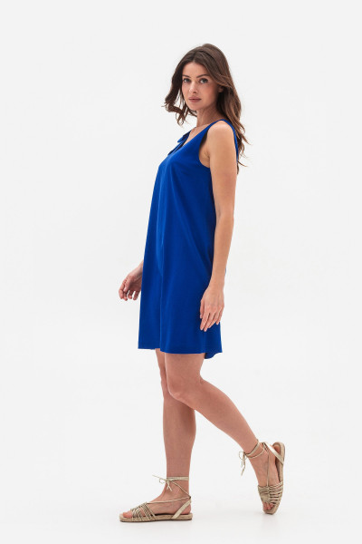 Синій лляний міні сарафан Пулін 12 Синій лляний міні сарафан Пулін 12