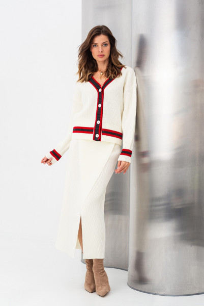 Кардиган  молочного кольору з вмістом вовни 24227000