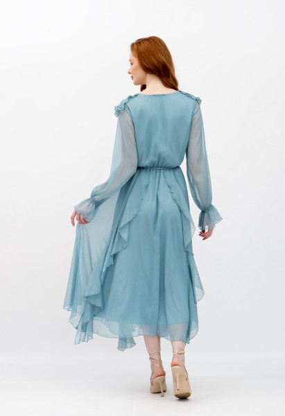Шифонова сукня бірюзового  кольору Нірела 02 Шифонова сукня бірюзового  кольору Нірела 02