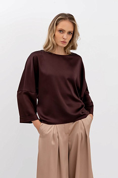 Жіноча шовкова блуза коричневого кольору Нісса 101