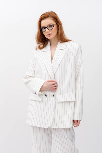Жакет з костюмної тканини у вертикальну смужку Ренті