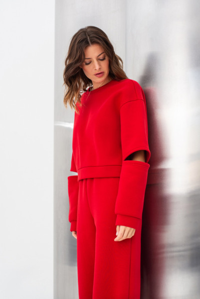 Світшот трикотажний червоного кольору Жалін 03