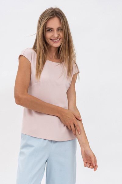 Легка жіноча блуза пудри з декоративною спинкою Діга
