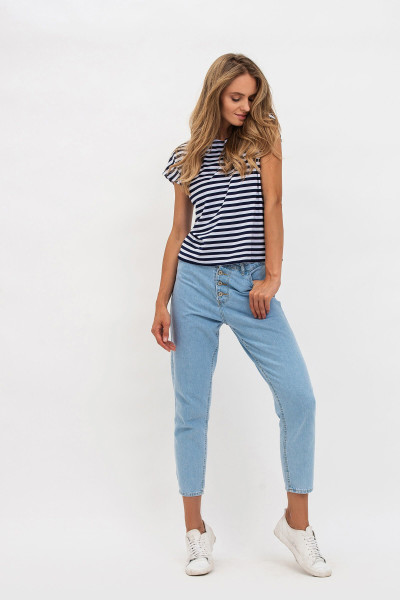 Футболка з трикотажу в смужку Ензі 2