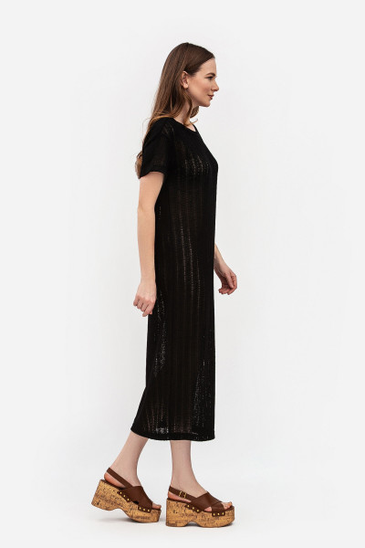 Трикотажна сукня  довжини міді з коротким рукаво чорного кольору Екліна 11 Трикотажна сукня  довжини міді з коротким рукаво чорного кольору Екліна 11