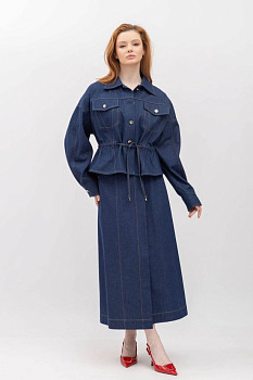 Джинсова спідниця на запах синього кольору Елнора