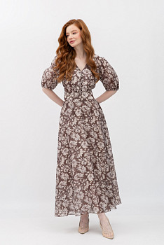 Шифонова сукня довжини максі з ніжним принтом квітів Маріне 11 Шифонова сукня довжини максі з ніжним принтом квітів Маріне 11
