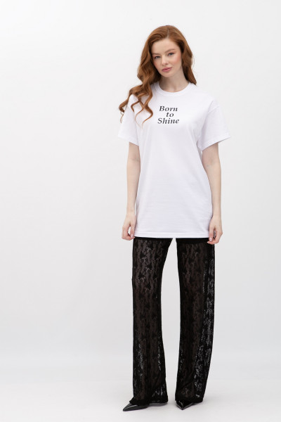 Біла трикотажна футболка вільного крою з круглою горловиною Мірана 10