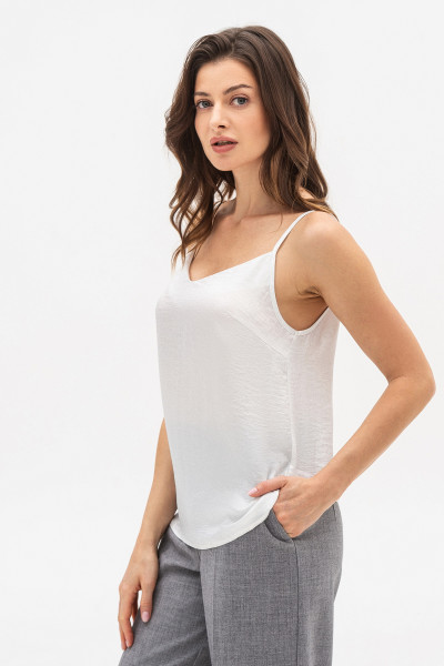 Жіноча майка  сріблястого кольору з шифону на бретелях Граян 05