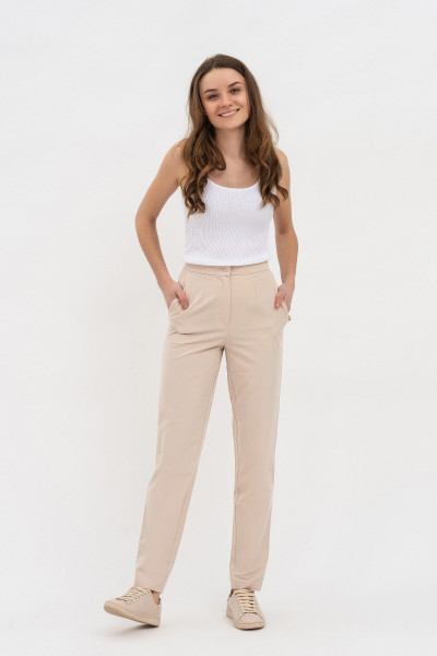 Жіночі штани бежевого кольору з костюмної тканини Аміка 2