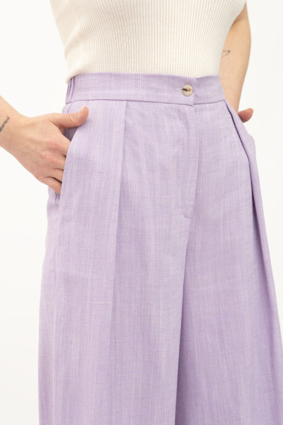 Лляні брюки палаццо бузкові Меларі 16