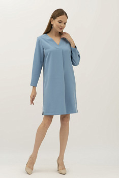 Жіноча блакитна сукня з декоративною складкою спереду Веста 202 Жіноча блакитна сукня з декоративною складкою спереду Веста 202