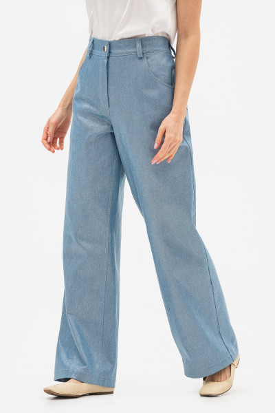 Брюки вільного та прямого крою з натуральної бавовни сріблястого кольору Локара