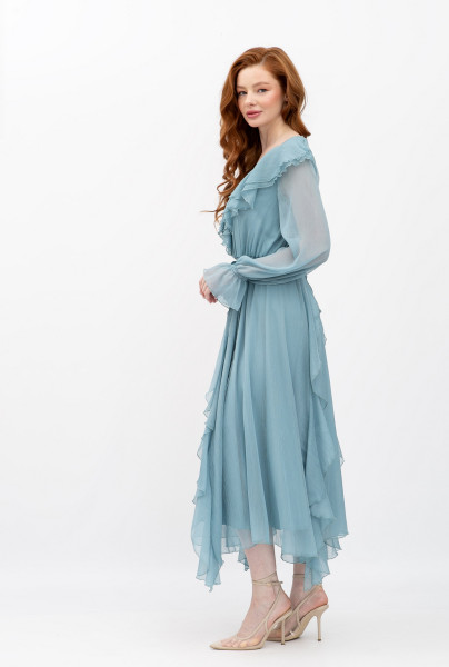 Шифонова сукня бірюзового  кольору Нірела 02 Шифонова сукня бірюзового  кольору Нірела 02
