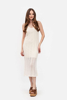 В'язаний трикотажний сарафан молочного  кольору 25101601 В'язаний трикотажний сарафан молочного  кольору 25101601