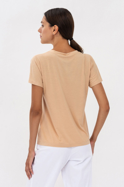 Футболка жіноча трикотажна бежевого кольору Грос 25