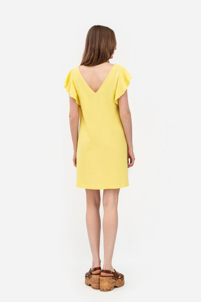 Лляна мінісукня вільного силуету жовтого кольору Ворета 03 Лляна мінісукня вільного силуету жовтого кольору Ворета 03