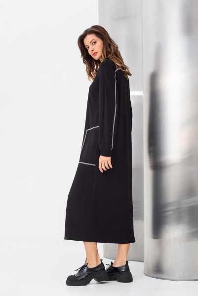 Сукня чорна трикотажна з розрізом по центру Фариса Сукня чорна трикотажна з розрізом по центру Фариса