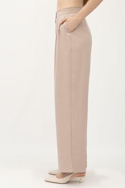 Класичні жіночі штани з високою посадкою бежеві Аміка 002