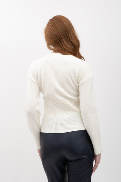 Джемпер з декоративною блискавкою молочного кольору 25207600