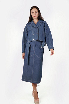 Куртка денім темно синього кольору укорочена Адагер